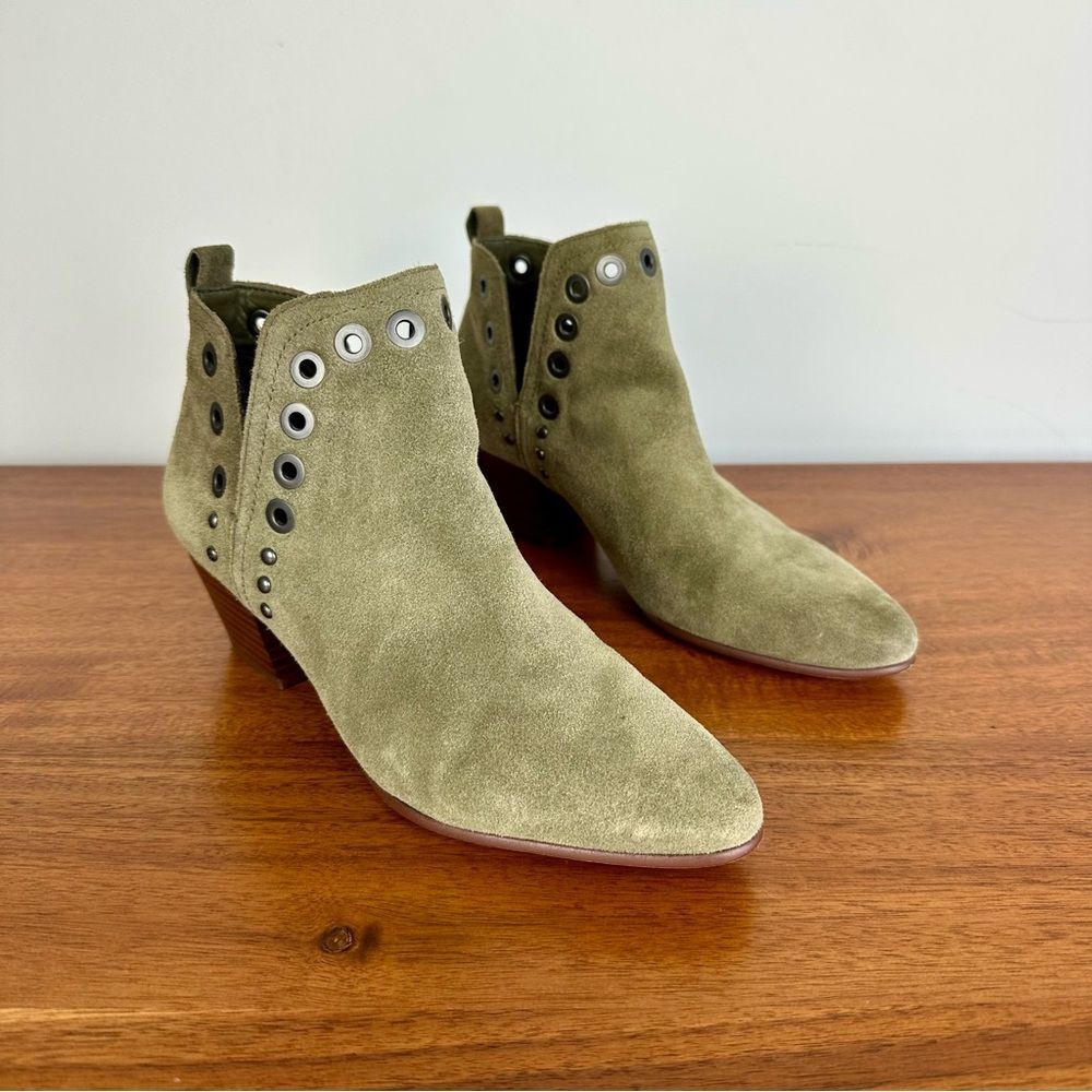 Sam Edelman Olive Green / Grey Suede Ankle Bootie, 7.5